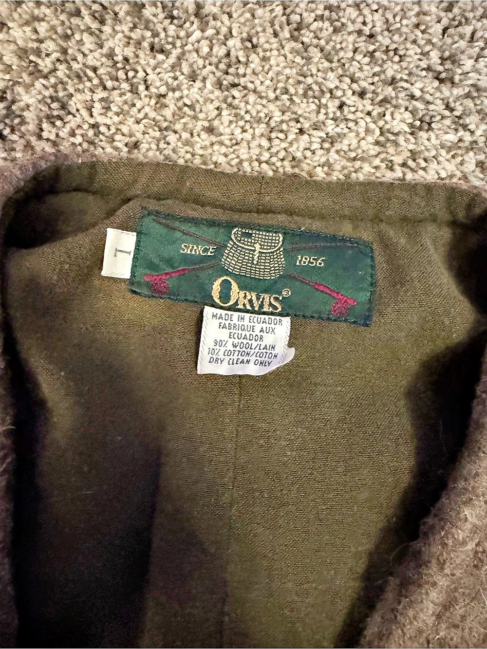 Vintage Orvis Wool Vest - Brown Heather - Size L - 90% Wool